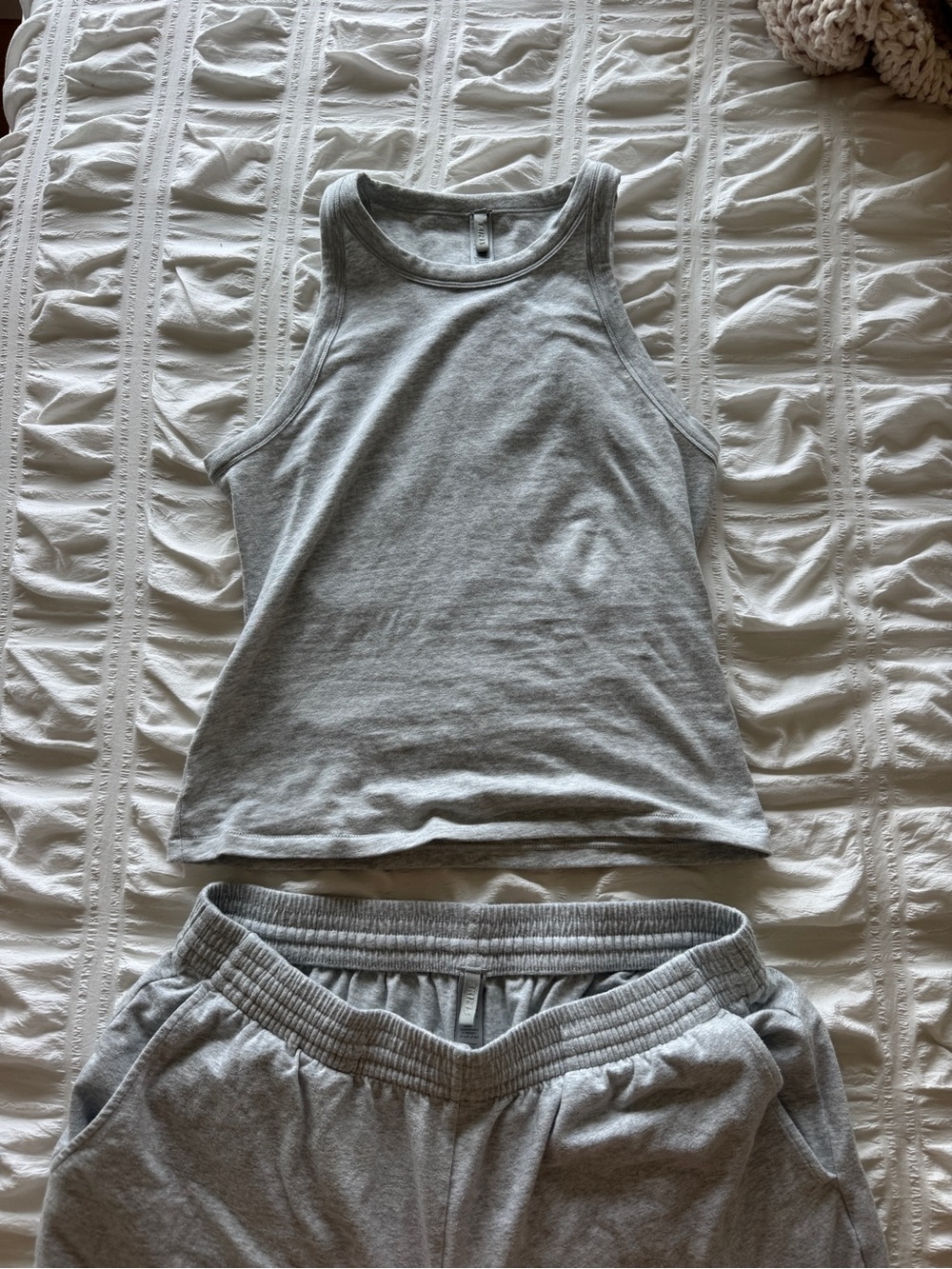 Skims matching grey tank & sweat shorts set